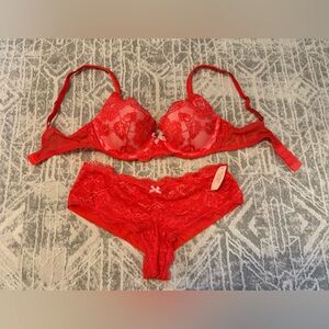 Elegant Red Lace Lingerie Set